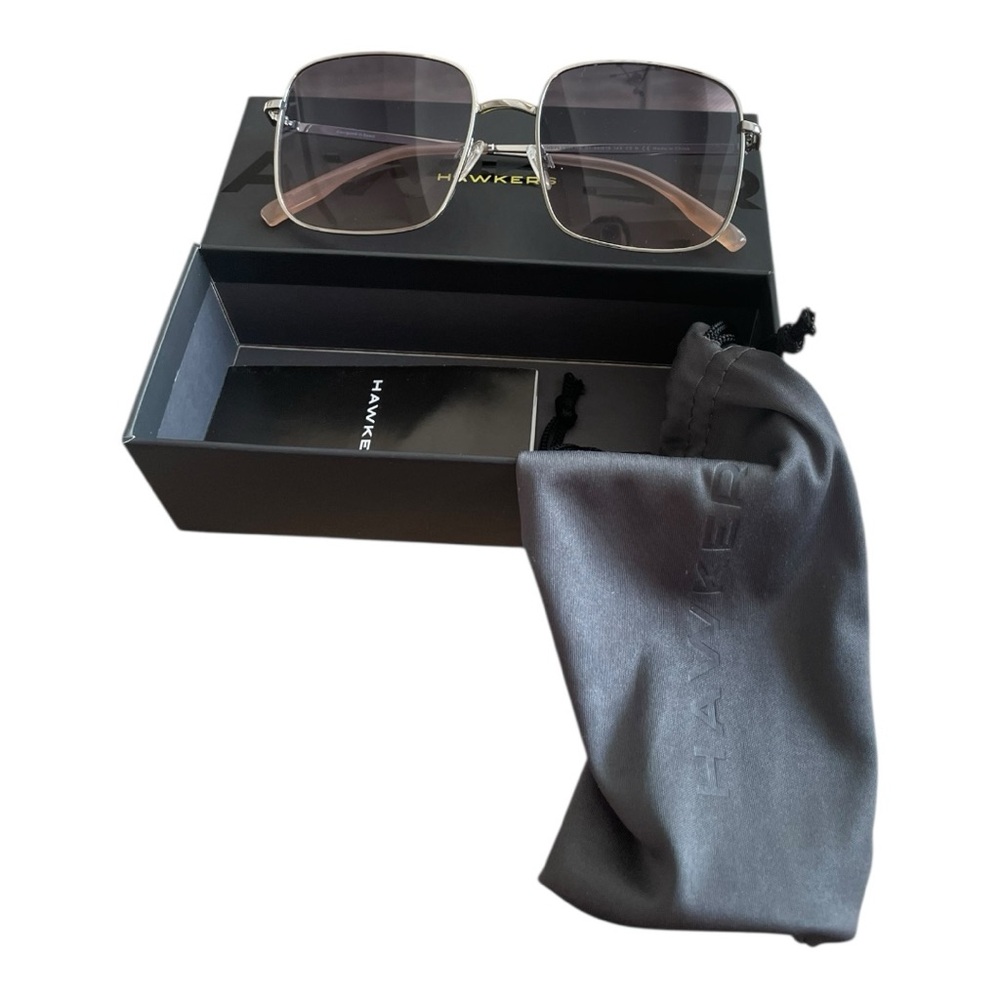 Hawkers Unisex Square Gradient Sunglasses – Silver Frame, Brown-to-Grey lenses